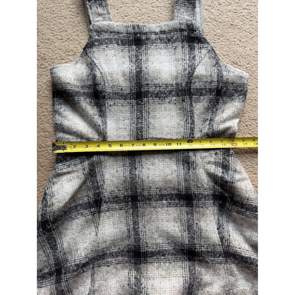Anthropologie Plaid Mini Pinafore Romper Dress Brown Cream Jumper Size 8 NWT - Picture 7 of 8